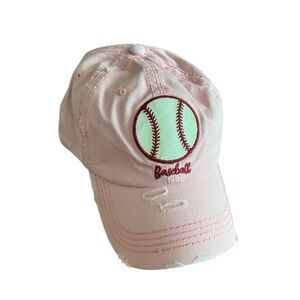 KBETHOS VINTAGE Pink and Glitter Baseball Distressed Ball Cap Hat